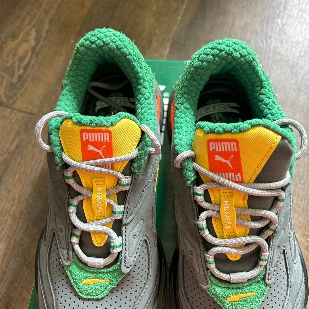 Puma RS-Fast Veggies JR Sneakers Grey Green Orange 380812-01 Mens 5C Womens 6.5